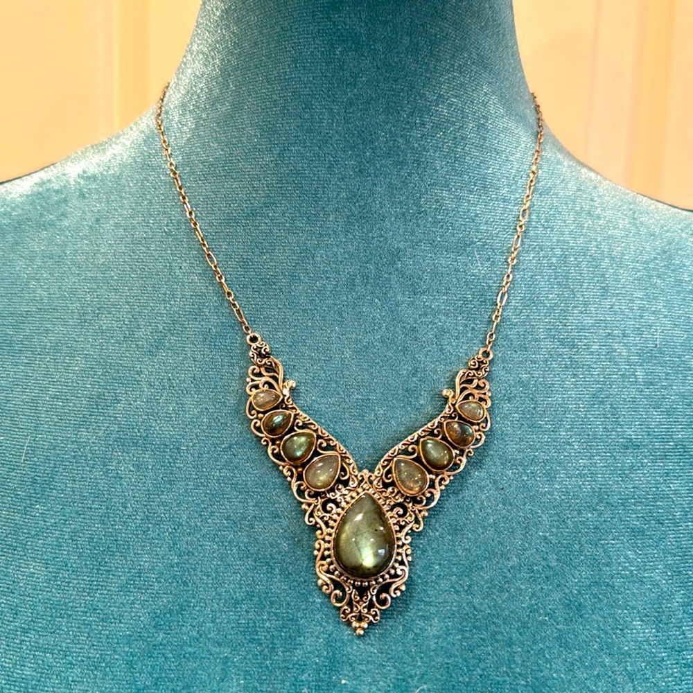 Sterling silver necklace with labradorite